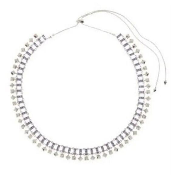 Kendra Scott Oscar Lilac Necklace Choker Bib Chain Collar Rhodium Silver $195 - Picture 1 of 6